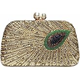 PENGZHI Women Vintage Beaded Sequin Clutch Purse Sparkly 1920s Peacock Evening Bag Luxury Wedding Bridal Purse