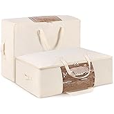 YGEOMER 2 Pack Canvas Blanket Storage Bags with Zipper Foldable Closet Organizers Storage Containers with Reinforced Handle for Dorm Storage Organizing, Bedroom, Closet,Blanket, Clothing, Comforters