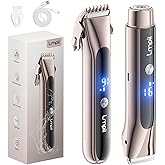 Bikini Trimmer for Women, 2-in-1 Electric Razor with Dual Heads, Ceramic Blade, Waterproof & Rechargeable, Painless Pubic Hair Shaver for Bikini, Underarm, Legs, Face | Gift for Her - ChampagneGold