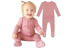 Posh Peanut Footie Pajamas for Baby Girls – Sleepers in Viscose from Bamboo with 2-Way Zipper & Ruffle Trim