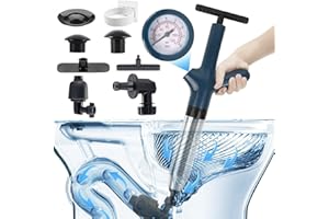 Air Toilet Plunger, Drain Clog Remover, High-Pressure Air Drain Blaster with Real-Time Barometer Stainless Steel Toilet Clog 