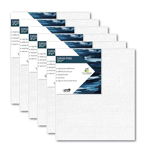 HomeStrap Cotton Canvas Board Medium Grain 5 X 7 Inch - Pack of 6 - White