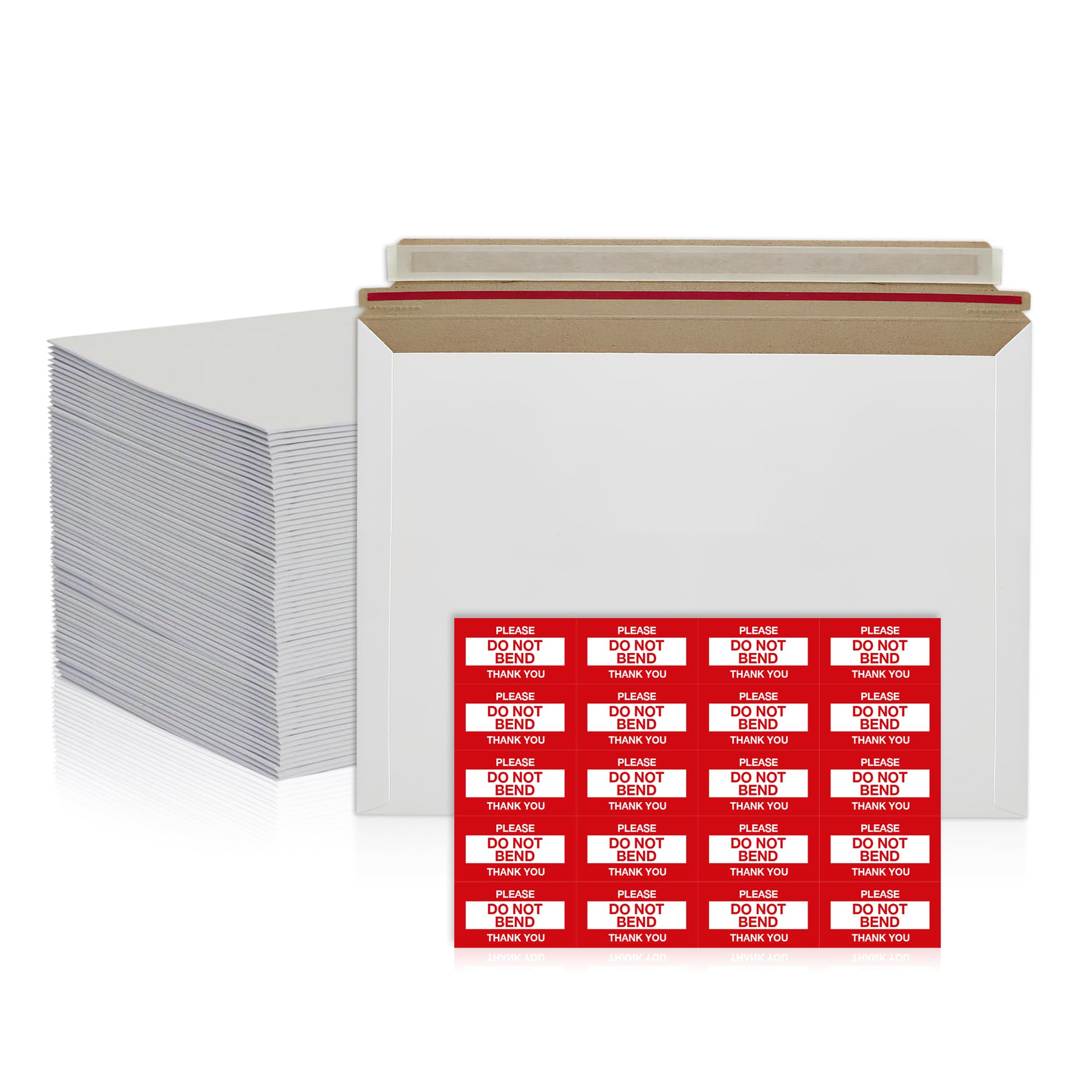 Photo 1 of 100 Pack 10x13.5 inches Rigid Mailers – Self-Seal White Cardboard Envelopes – Heavy-Duty Mailing Supplies for Documents, Photos, Magazines, and Literatur