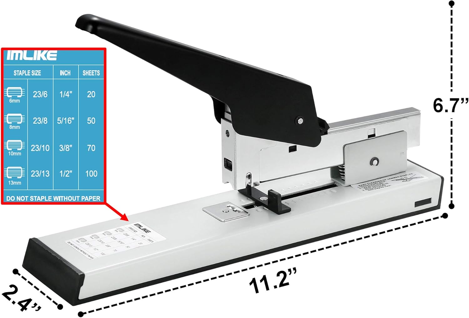 IMLIKE Heavy Duty Stapler with 2000 Staples: 100 Sheets High Capacity Office Stapler, Manual Big Stapler, Metal Large Stapler for Paper Binding, Include 23/8 & 23/13 Staples Each 1000PCS : Office Products