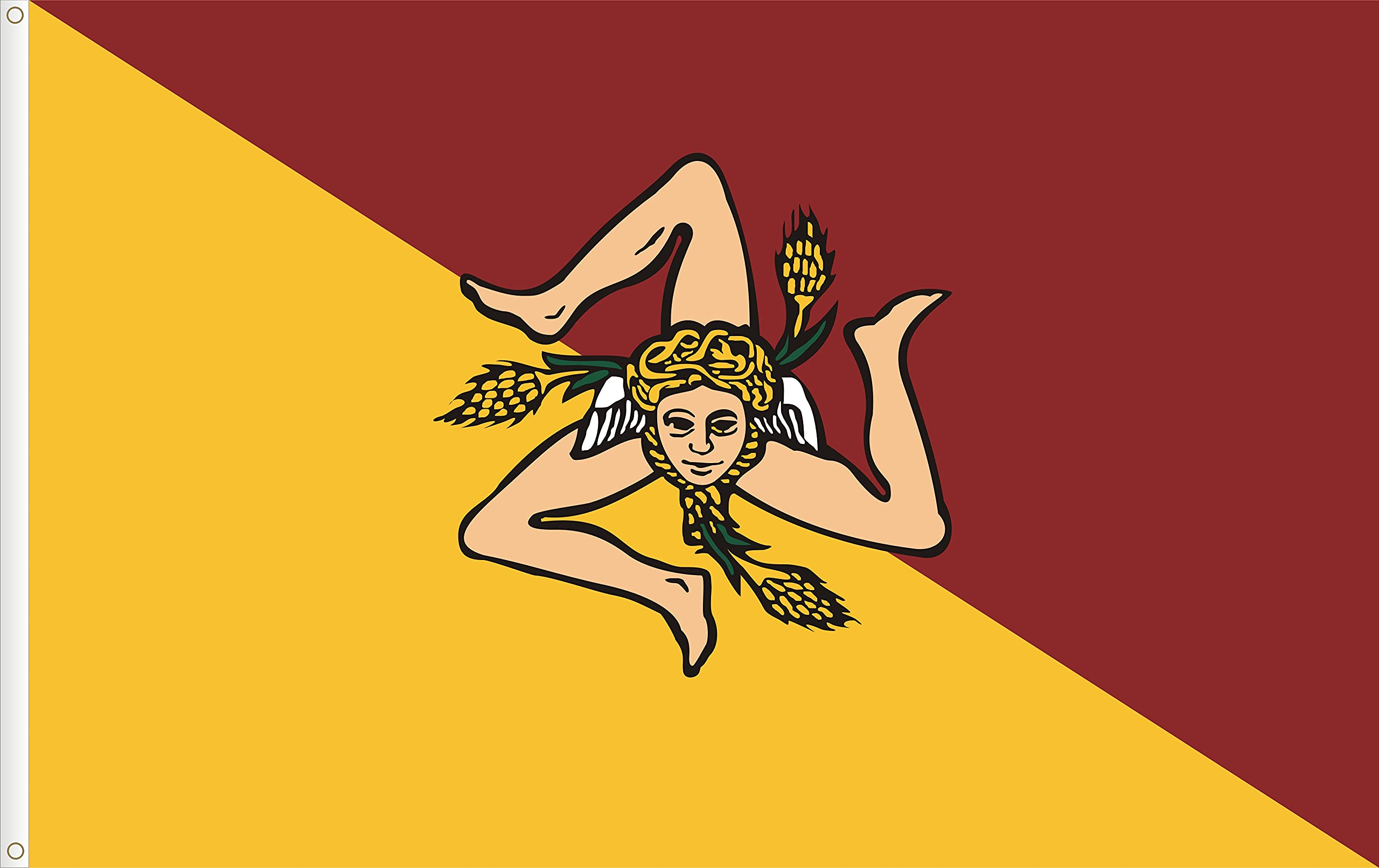 FLAG OF SICILY. 120D PREMIUM SATIN QUALITY. SIZE L. 150x90 cm