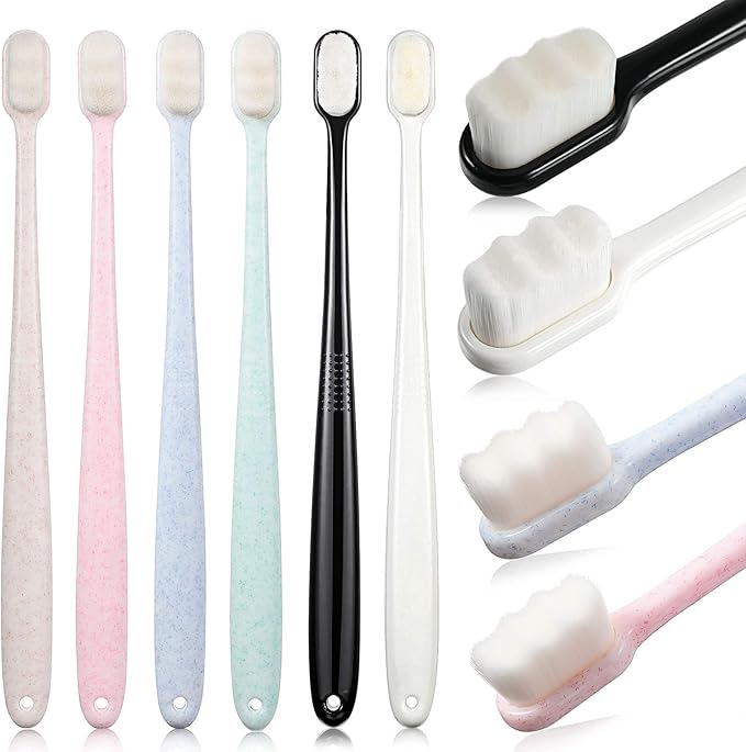 6 Pieces Micro Nano Toothbrush Extra Soft Toothbrush Ultra Soft Bristles Manual Toothbrush with
