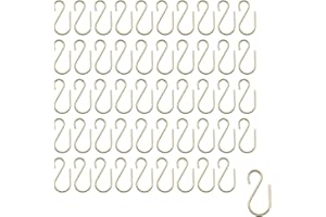T Tulead 50PCS Mini S Hooks Utensils Hanging Hooks 1x18mm Iron Hangers Golden for Jewelry, Keys, Spoons