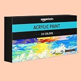 Amazon Basics Acrylic Paint Tubes Set with Rich Pigments, Non Fading, 0.74oz, 24 Colors, Multicolor