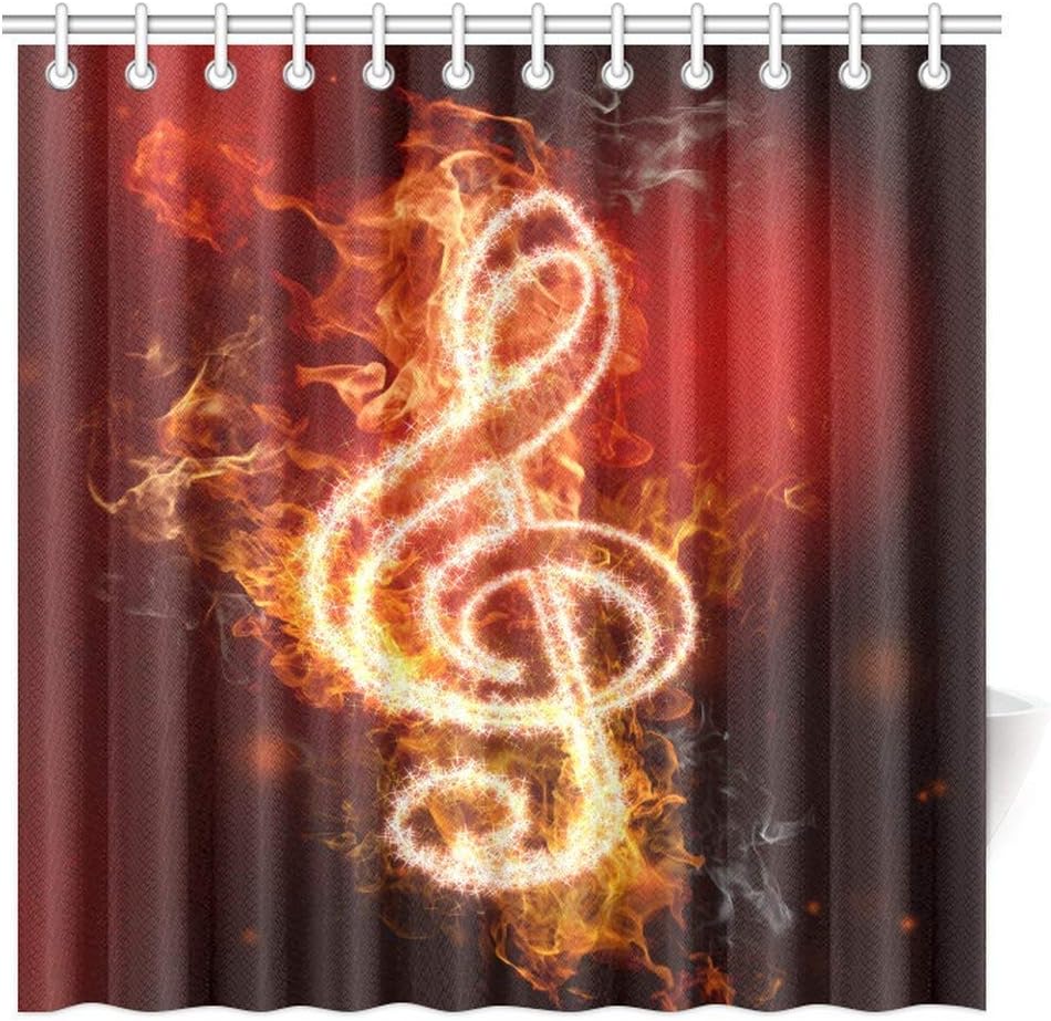 Amazon Com Music Decor Shower Curtain Modern Musical Artwork Classroom Music Note Theme Grunge Jazz Musician Symbols For Teen Design Bathroom Decor Set With Hooks Home Kitchen