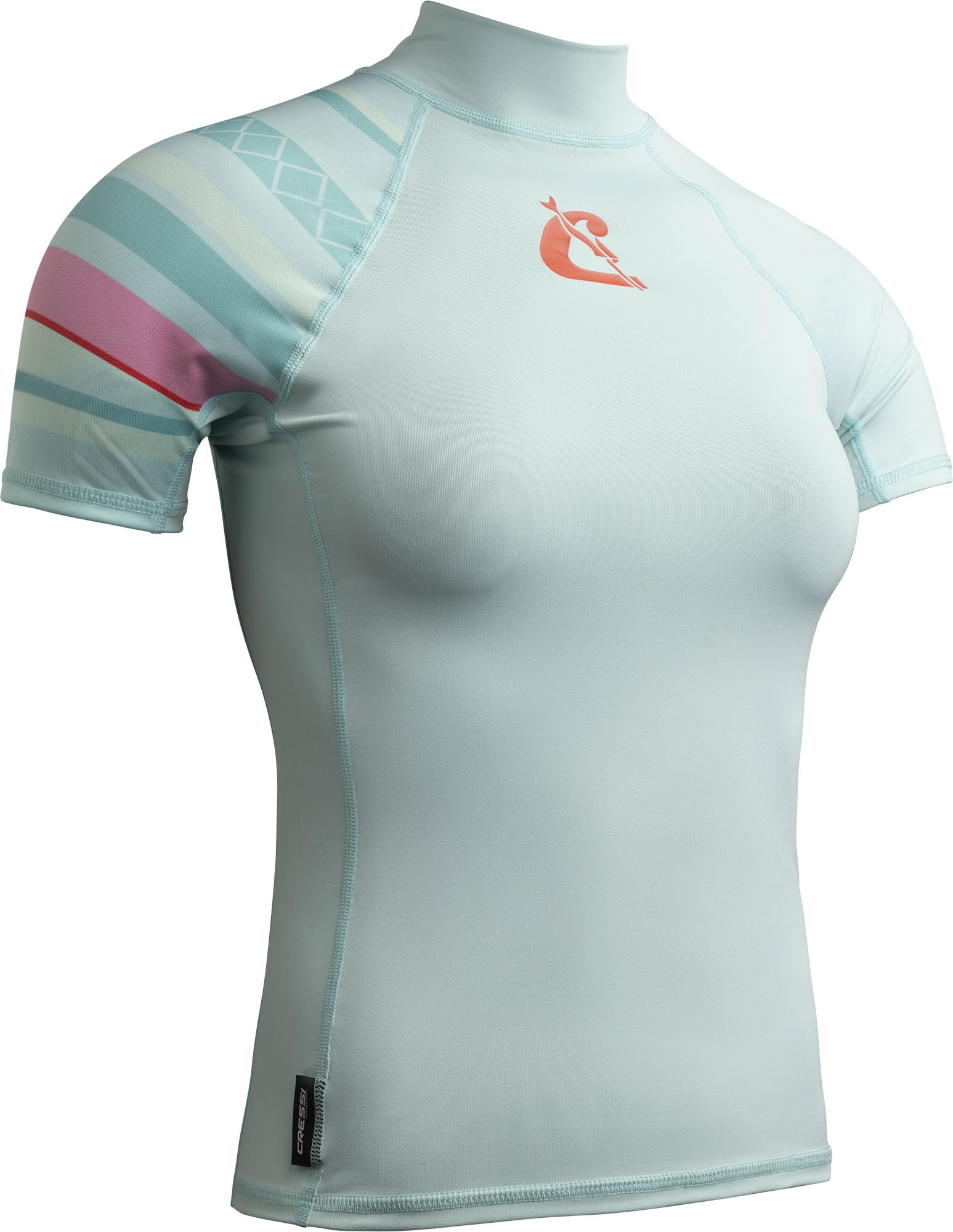 Cressi Shield Lady Rash Guard Short/SL Aquamarine Pink- Rash Guard Short Sleeve Protective for SUP and Water Sports, Aquamarine/Pink, XXL/6, Womans