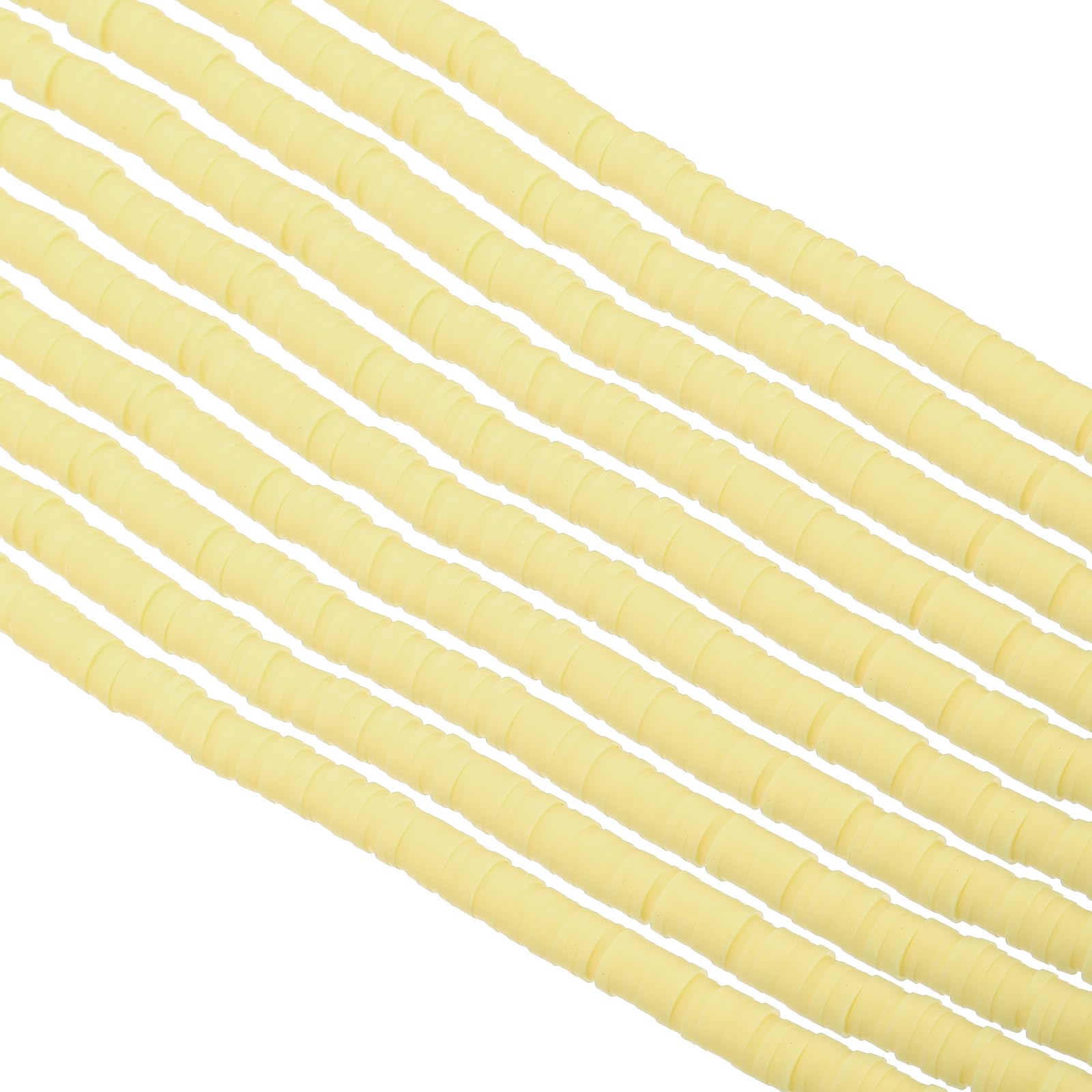 PATIKIL 6mm Polymer Clay Beads Spacer, 3500Pcs 10 Strands Round Flat Handmade Bead Spacer for Craft Home Decor Chain Bracelets Jewelry Making, Light Yellow