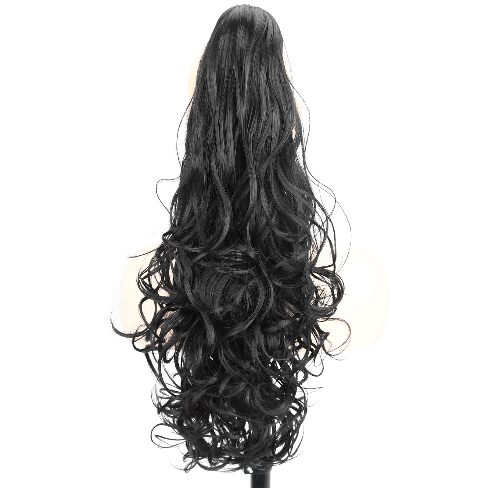BOBIYA 24 Inches Claw Clip in Loose Curly Synthetic Wrap Around Ponytail Extensions Pony Tail Clip In Extensions (Black) — image 1