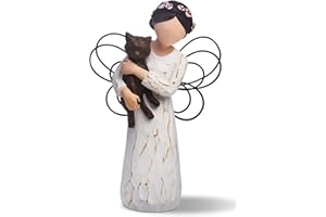 SIGUEJOR Cat Memorial Gifts, Cat Memorial Gifts for Loss of Cat, Pet Cat Remembrance Gifts, Cat Angel Figurine Statue for Cat Lovers in Memory of Their Beloved Cat(Brown Cat)