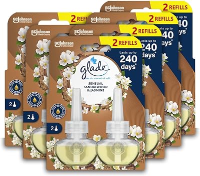 Glade Plug In Refills 6 Duos Sandalwood Jasmine 12 x 20ml Electric