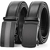 WERFORU Set of 2 Leather Ratchet Dress Belt for Men with Automatic Buckle