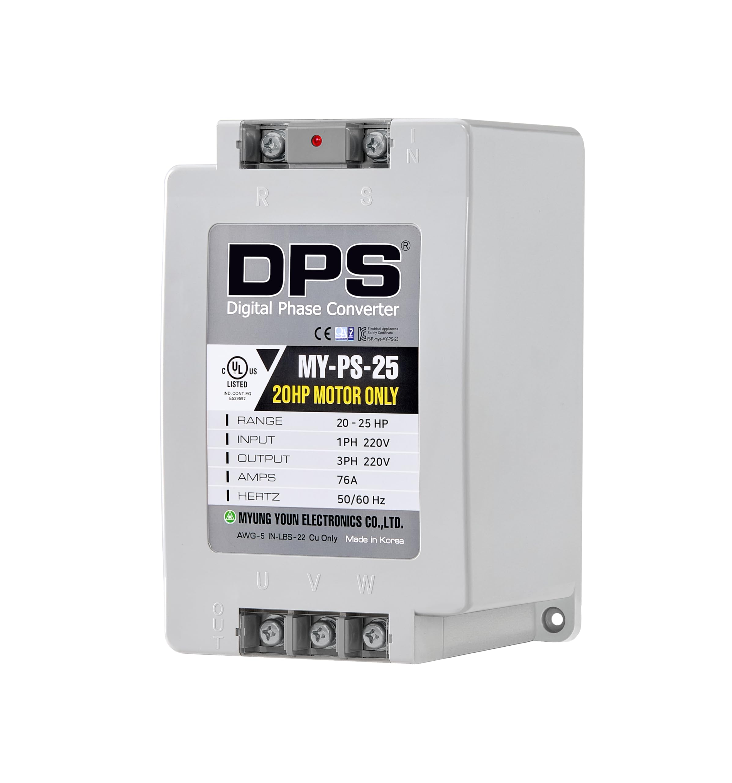 Photo 1 of ** UNKNOWN FUNCTIONALITY **DPS Sinlge Phase to 3 Phase Converter, 25HP, 75A, Input/Output 200V - 240V MY-PS-25 Model Must Be Used for 20HP(15kW) 60A Motor, DPS Must Be Used for 1 Motor Only, UL-Listed