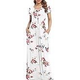 VIISHOW Women's Short Sleeve Loose Plain Maxi Dresses Casual Long Dresses with Pockets