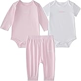 adidas baby-girls 3-piece Logo Bodyshirt & Pant Set