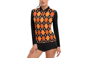 Soneven Womens Long Sleeve Golf Shirts Half Zip Moisture Wicking Print Golf Tops Tennis Shirts(XS-3XL)