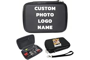 Personalised Dart Case Custom Photo Logo Text and Name, Darts Case for 6 Darts with Pockets and Zips, Dart Accessories Person