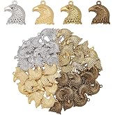 arricraft 72 Pcs 4 Colors Eagle Head Pendants Charms, Tibetan Vintage Bird Eagle Flying Animal Pendants Bulk for DIY Craft Bracelet Earring Necklace Jewelry Making Accessories