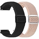 2 Pack Quick Release Braided Bands - 18mm 19mm 20mm 22mm 24mm Solo Loop Adjustable Soft Band for Women Men