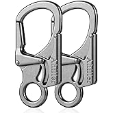 Ahiller Dual Lock Carabiner Clip, Zinc Alloy Keychain for Outdoor | Anti-Misopening Safety Design, EDC Gadget, Clip Keys/Dog Leashes/Backpacks, Electroplated Rust-Proof, Max 220lbs Load
