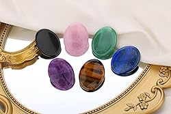 QINJIEJIE 2PCS Worry Stone for Anxiety Amethyst