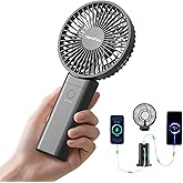 HandFan Upgraded 10,000 mAh Quiet Handheld Fan - 4.5 Inch Large Hand Held Fans Reahargeable, Portable Fan [30 Working Hours] with Charging Function, Lanyard, Base for Travel/Concerts/Lash/Office