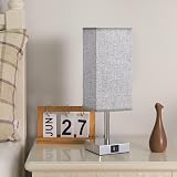 Aooshine Bedside Lamp with USB C A Ports, 3 Way Dimmable, Grey Shade view 6