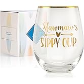 Onebttl Mawmaw Gifts for Grandma, Stemless Wine Glasses, for Grandmother on Mother's Day, Birthday, Mawmaw's Sippy Cup, 18 oz