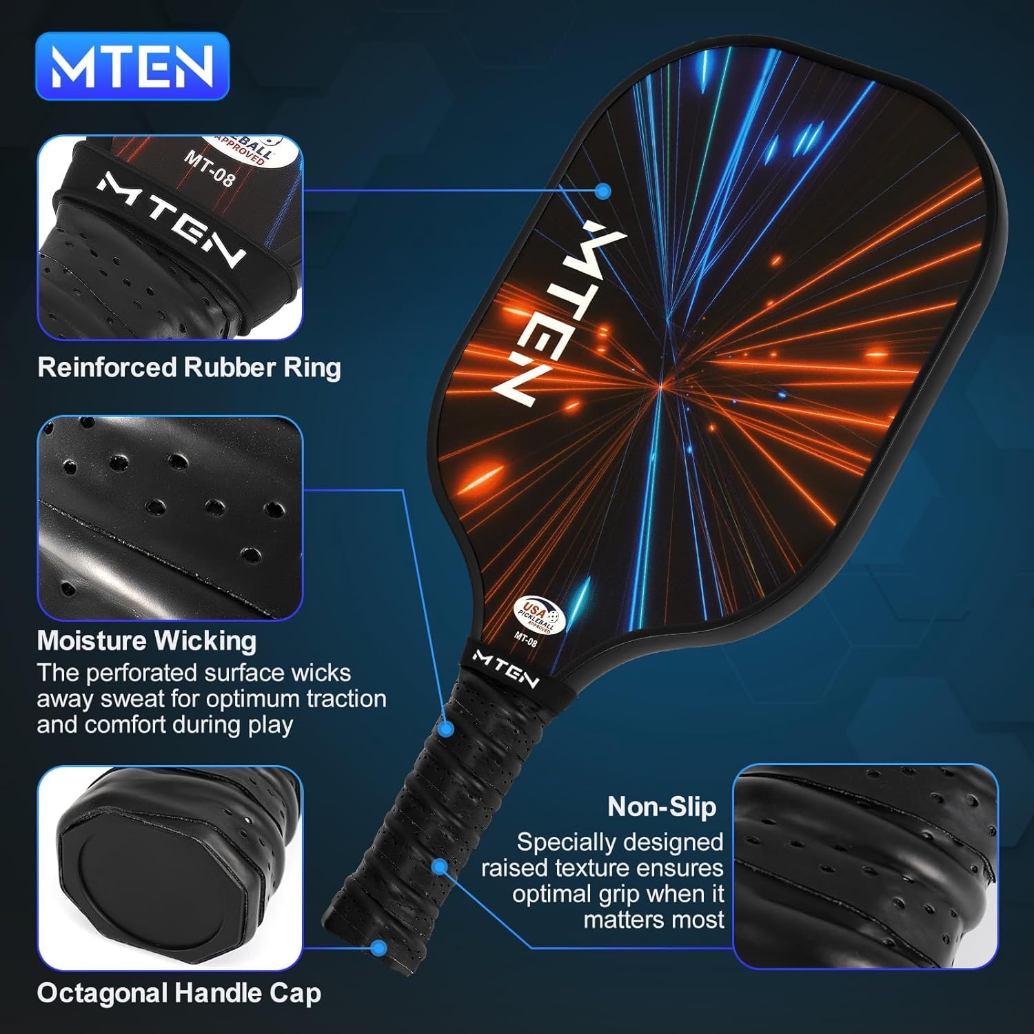 Pickleball Paddles, USAPA Approved Fiberglass Surface Pickleball Set with Pickleball Rackets, Pickleball Paddles Set ​for Men Women