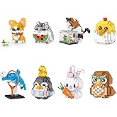 MEIEST 8 PCS Mini Animals Building Blocks Set,Animal Themed Collection Construction Building Bricks Toy,Cute Home Decors
