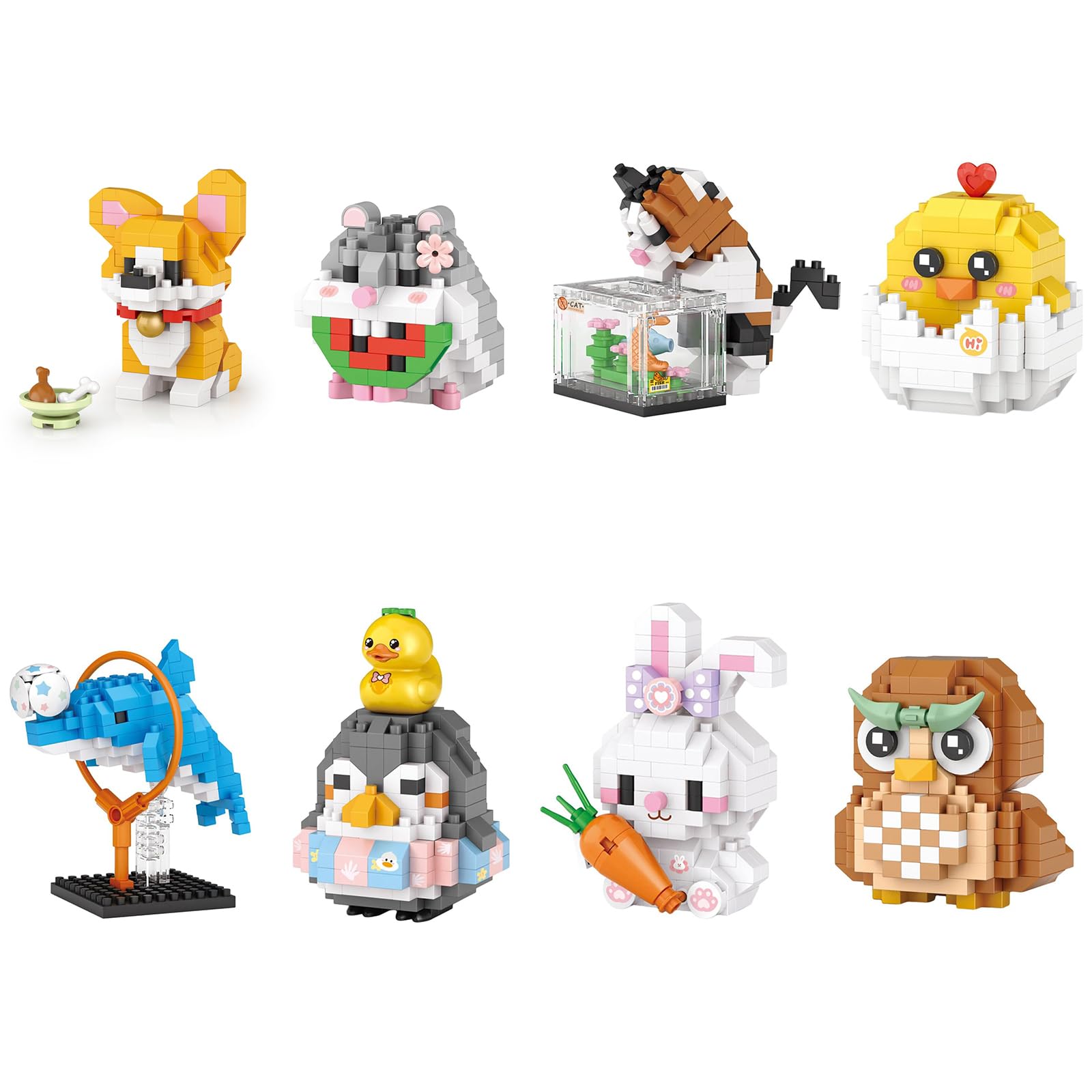 MEIEST 8 PCS Mini Animals Building Blocks Set,animal themed Collection Construction Building Bricks Toy,Cute Home Decors