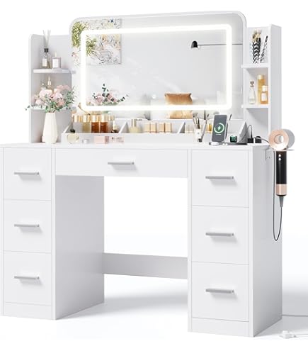 Amazon.com: DWVO Dressing Table with Cushioned Stool, Ivory White : Home & Kitchen Amazon.com: DWVO Dressing Table with Cushioned Stool, Ivory White : Home & Kitchen