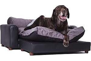 Moots Premium Leatherette Pets Sofa, Black/Charcoal, X-Large