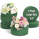 HOXHA 8 Pack Round Floral Foam Blocks, 6.5 Inches Wet Green Foam Bricks for Flower Arrangements Florists Supplies for Fresh o