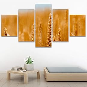 SIGNWIN 5 Panel Canvas Wall Art Paddy Field...