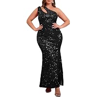 1920s Flapper Dress - One Shoulder Tassel Sleeve Sequin Maxi Dress For Gatsby Party - View #10