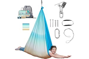FRIENDLY CUDDLE Sensory swing for kids & adults indoor or outdoor- Holds 300lbs, Double Layer, & 360 swivel, calming compression therapy swing, all hardware included -easy hang sensory hammock for kids, Sensory-Motor Toys & Gifts
