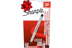 Sharpie Permanent Markers, Ultra Fine Point, Black, 12 Count