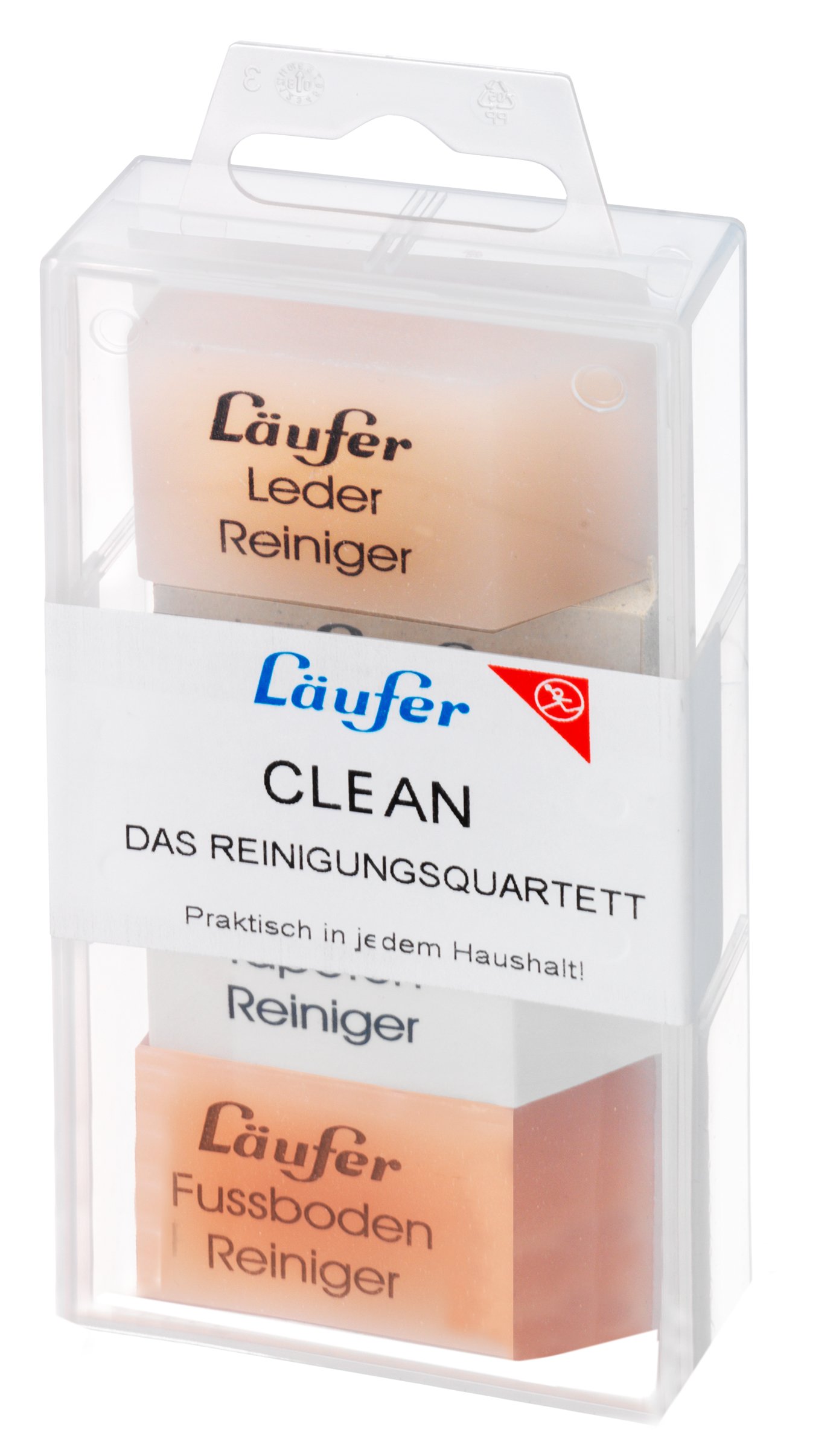 Läufer 69463 Clean Cleaning Eraser for Wallpaper, Laminate, Parquet, Leather and Metal, Set of 4 Household Erasers, 14,10
