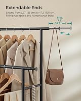 SONGMICS Double Clothes Rack on Wheels Extendable 83-120 cm Ink Black HSR133B01 view 3