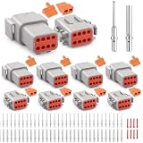 JRready Deutsch DTM 8 Pin Connectors 4 Kits, Waterproof Electrical Wire Connectors with Size 20 Solid Contacts 20-22AWG, ST6330-8 Deutsch DTM Automotive Connectors Kit for Car, Truck,Marine