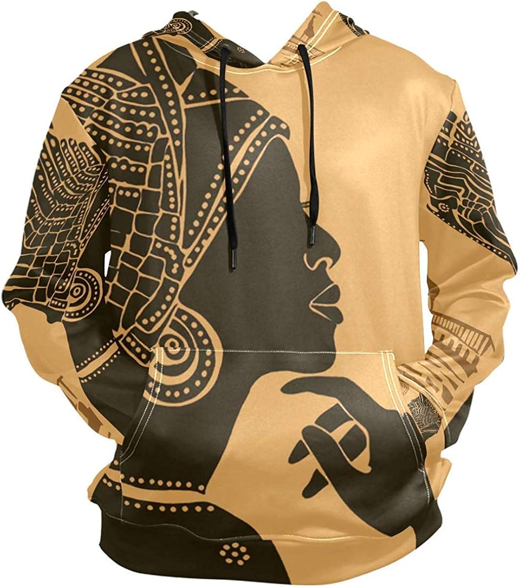 African Black Woman Pullovers Hoodie Long Sleeve Hooded Athletic