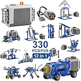 Maiwaput 330Pcs Building Kit, 12 in 1 STEM Toys with Electric Power Motor for Kids, DIY Erector Set for Boys Girls, Technic B