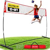 ZEALFEEL Volleyball Net,12/20ft Portable Height-Adjustable Set for Backyard | Freestanding Net with Carry Bag for Hitting and Serving Drills in Backyards, Parks, Beach or Outdoor &amp; Indoor