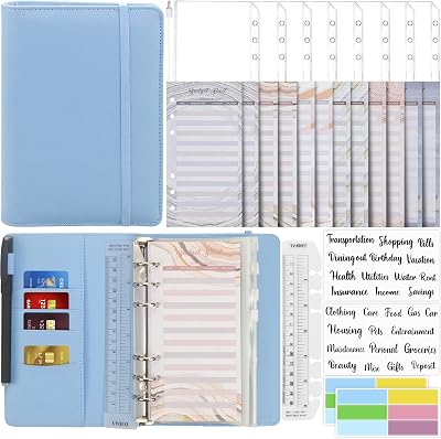 Mlife Budget Binder 30Pcs A6 Ring Binder Set with Zipper Envelopes Budget