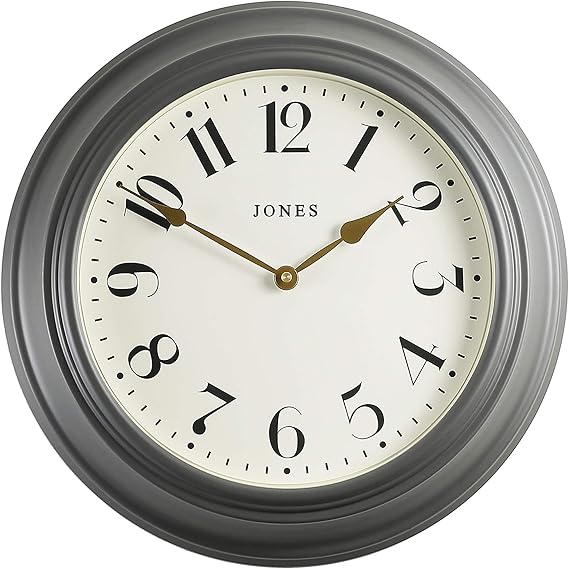 JONES CLOCKS® Cocktail Wanduhr, klassisches Design, Farbiger Rahmen