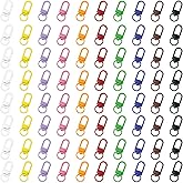 80 PCS Metal Swivel Clasp Lobster Claw Clasps for Colorful Keychain Key Chain Clip Hooks Lobster Claw Clasp with Key Rings Jewelry Clasps (Colorful)